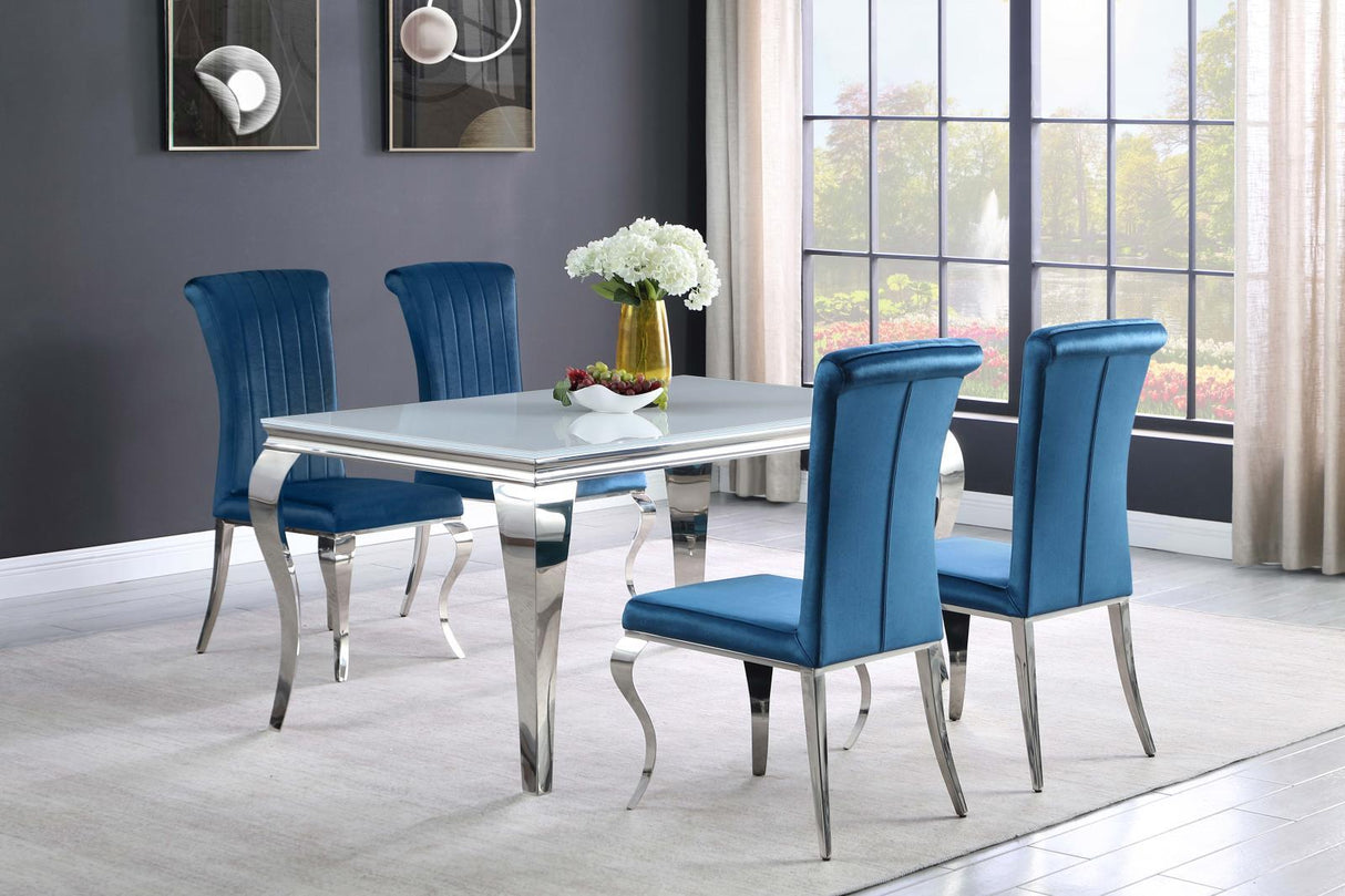 Betty Teal/Chrome Upholstered Side Chairs, Set of 4 by Coaster at Eve Furniture