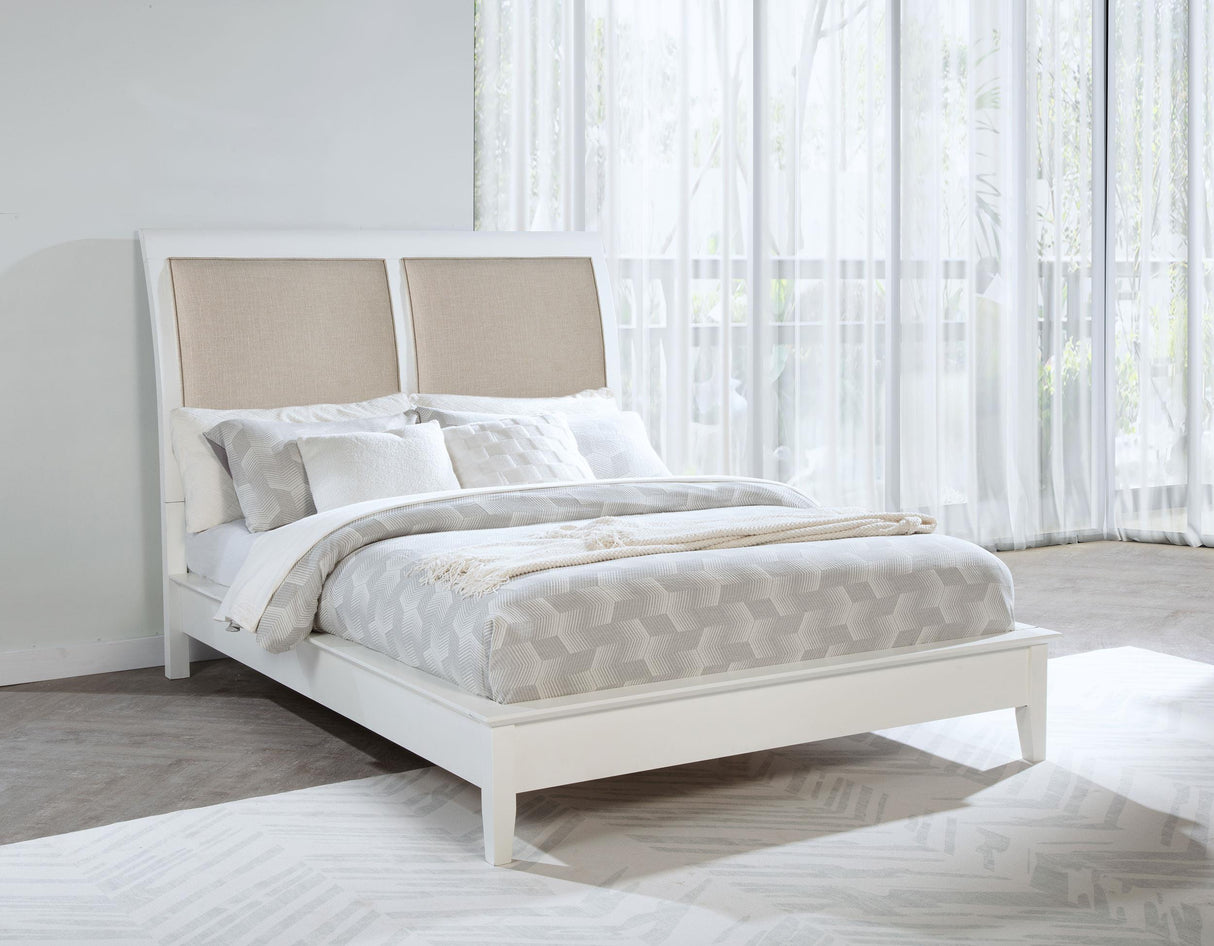 Bexhill White 56-inch Upholstered Eastern King Panel Bed by Coaster at Eve Furniture