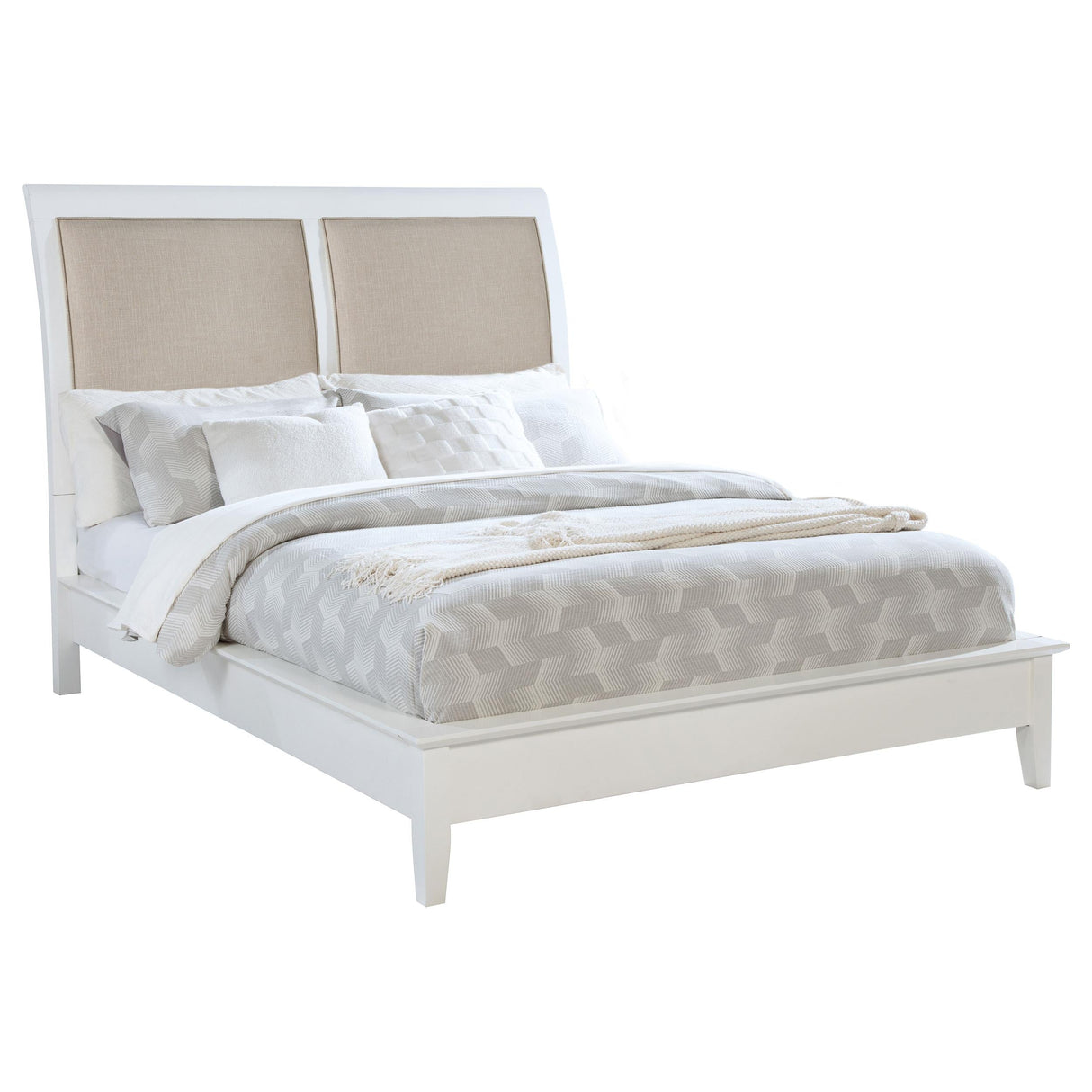 Bexhill White 56-inch Upholstered Queen Panel Bed by Coaster at Eve Furniture