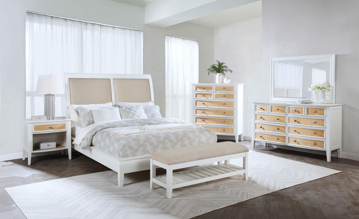 Bexhill White 56-inch Upholstered Queen Panel Bed by Coaster at Eve Furniture