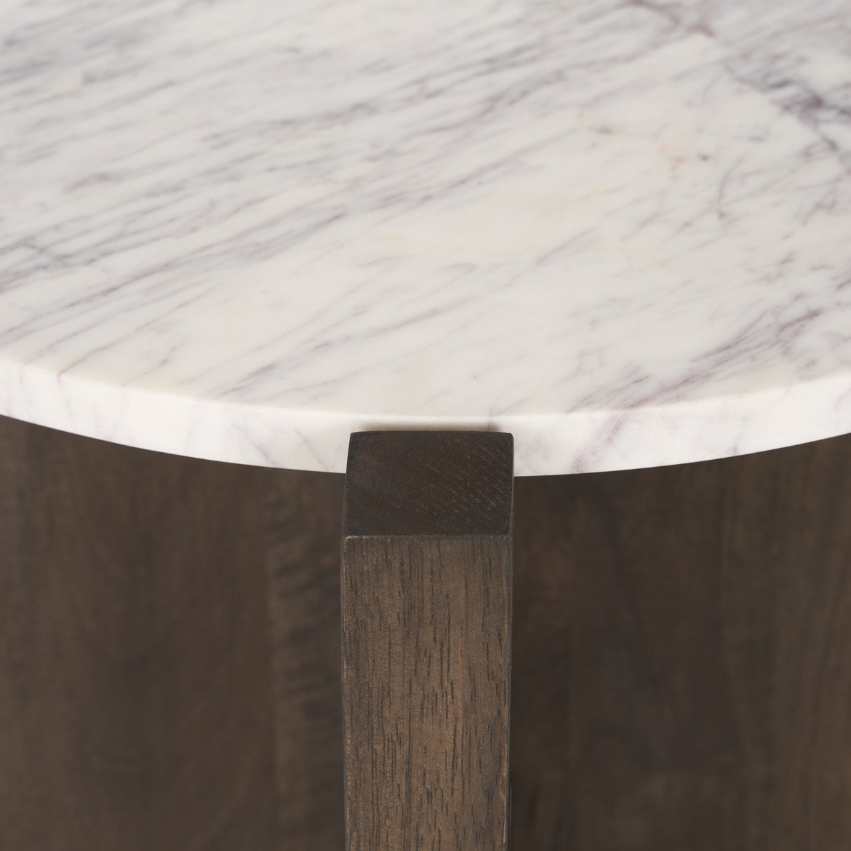 Bianca Dark Brown Wood w/ Marble Round Accent Table by Mercana at Eve Furniture