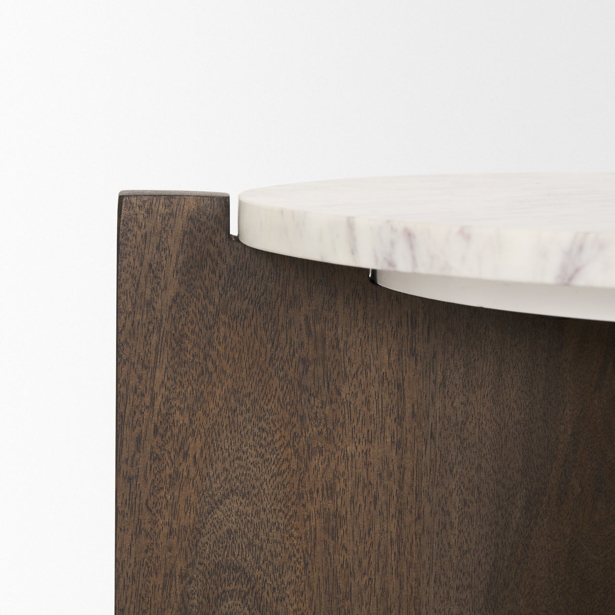Bianca Dark Brown Wood w/ Marble Round Accent Table by Mercana at Eve Furniture
