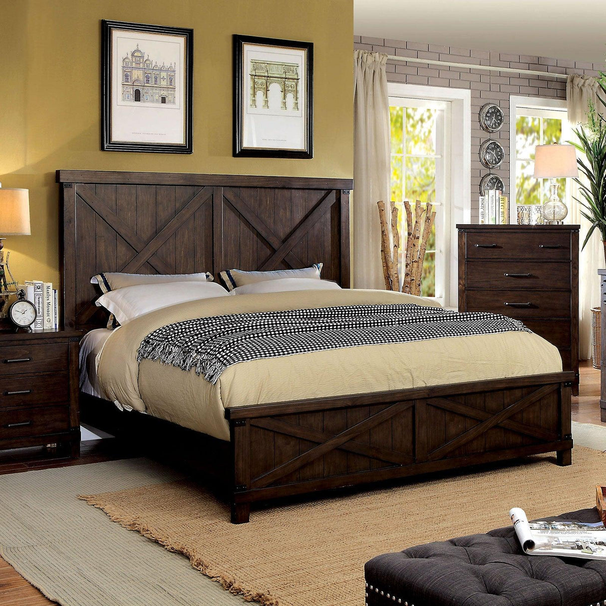 Bianca Dark Walnut California King Bed by Furniture of America at Eve Furniture