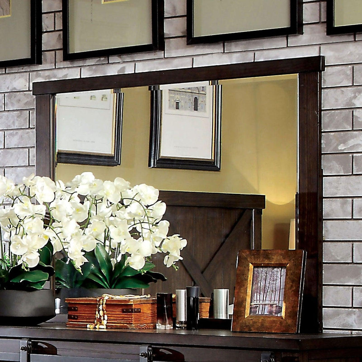 Bianca Dark Walnut Mirror by Furniture of America at Eve Furniture