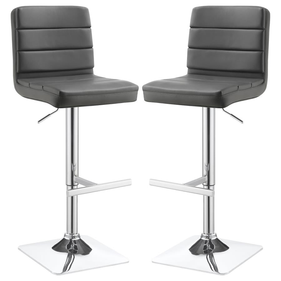 Bianca Gray/Chrome Upholstered Adjustable Bar Stools, Set of 2 by Coaster at Eve Furniture