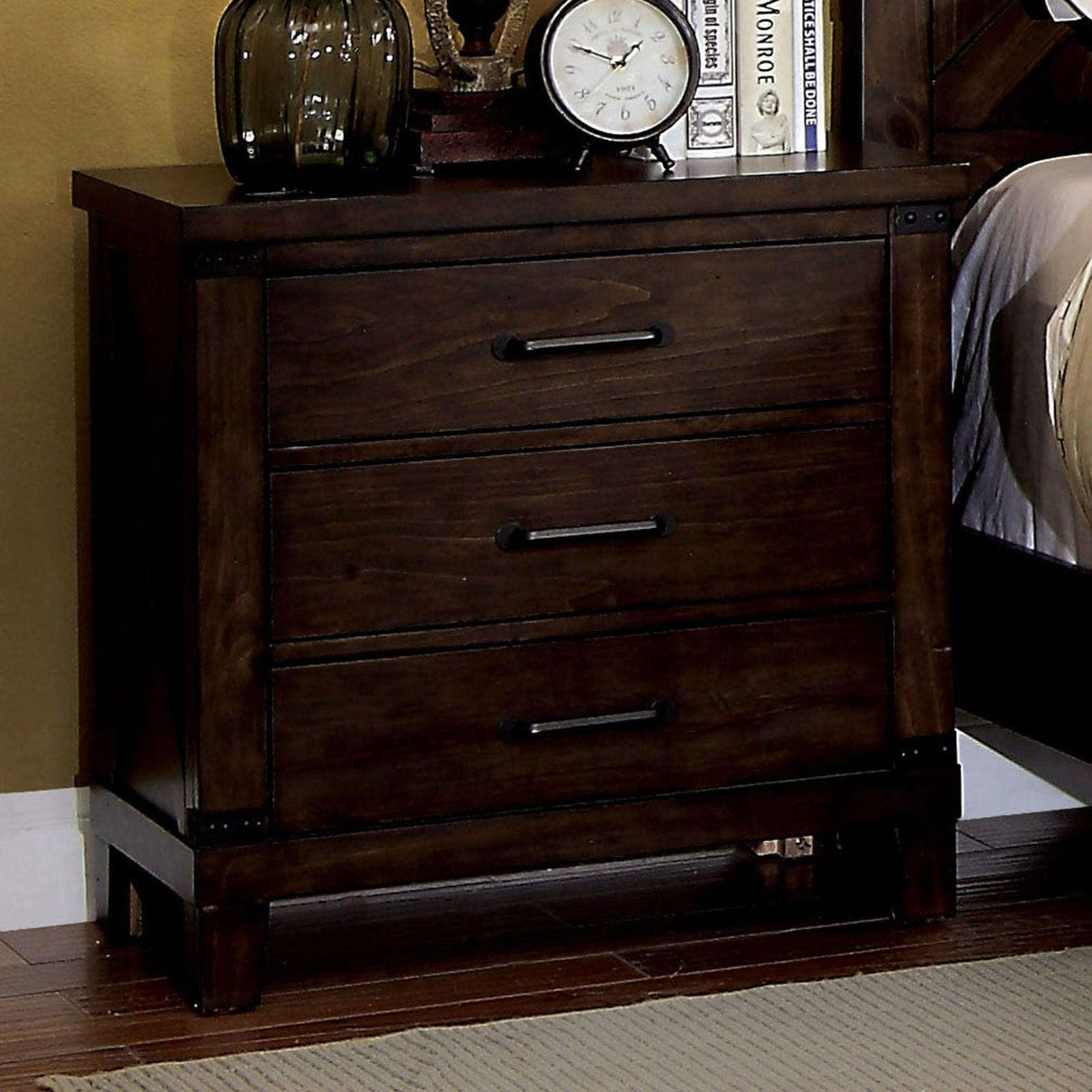 Bianca Dark Walnut Night Stand by Furniture of America at Eve Furniture