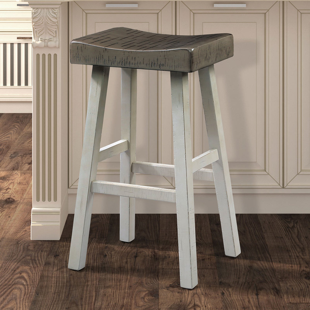 Biasca Gray/White 29" Stool by Furniture of America at Eve Furniture