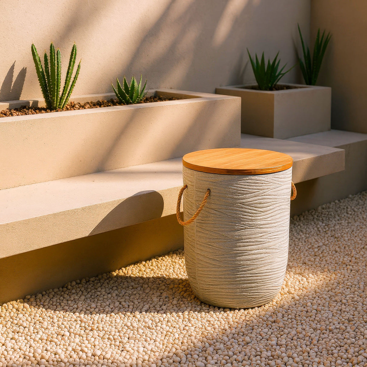 Biban Natural & Gray Outdoor Side Table by Zuomod at Eve Furniture