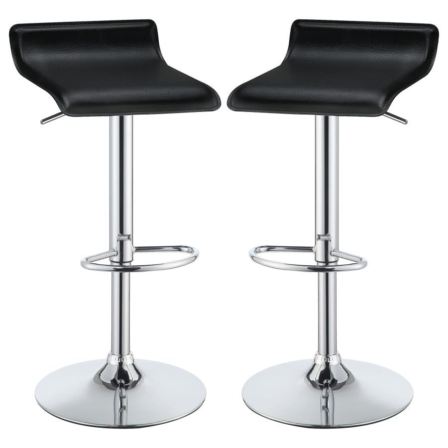 Bidwell Black/Chrome 29" Upholstered Backless Adjustable Bar Stools, Set of 2 by Coaster at Eve Furniture