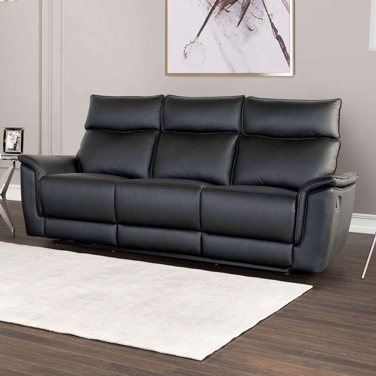 Bienne Black Upholstery Reclining Living Room Set by Furniture of America at Eve Furniture