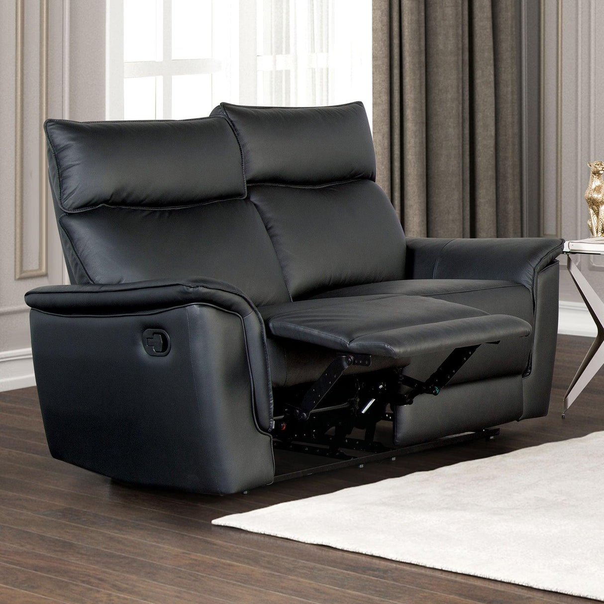 Bienne Black Loveseat Manual Recliner by Furniture of America at Eve Furniture
