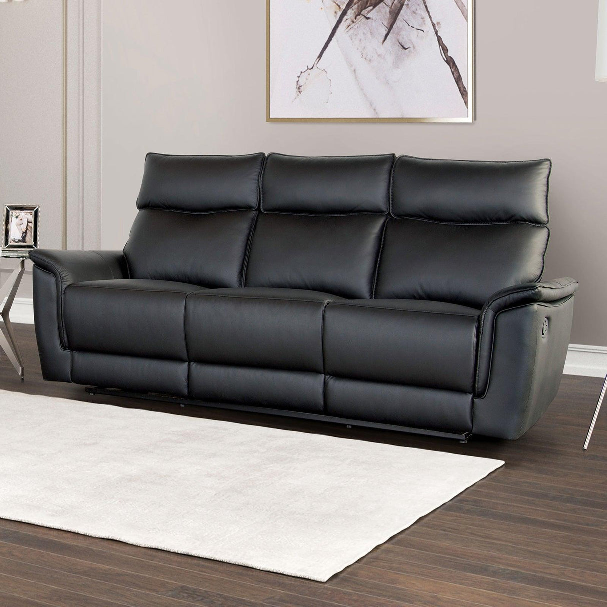 Bienne Black Sofa Manual Recliner by Furniture of America at Eve Furniture