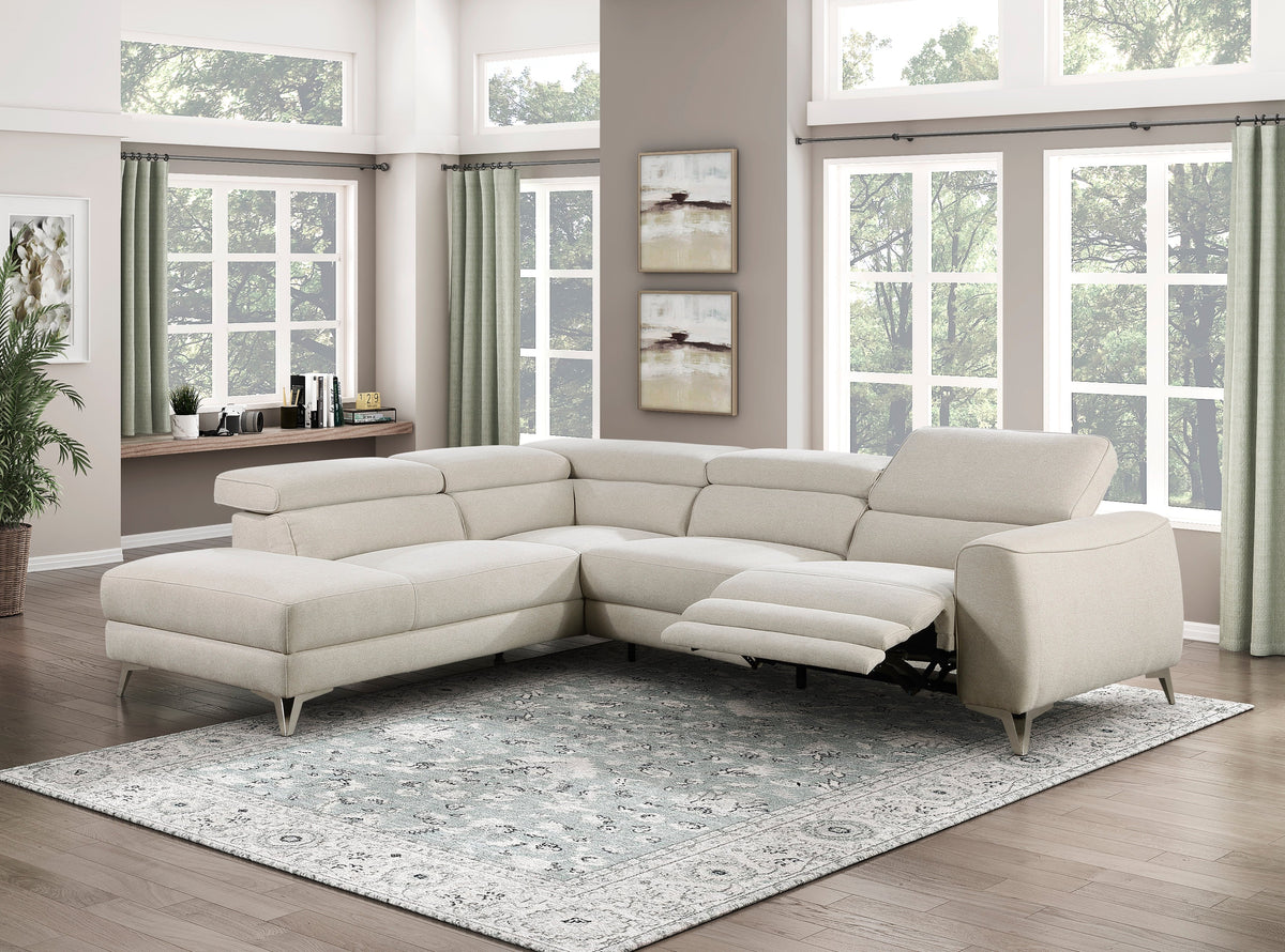 Bienvenue Beige 2-Piece Power Sectional with Right Chaise by Homelegance at Eve Furniture