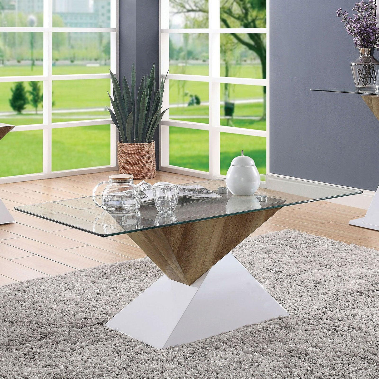 Bima White/Natural Tone Coffee Table by Furniture of America at Eve Furniture