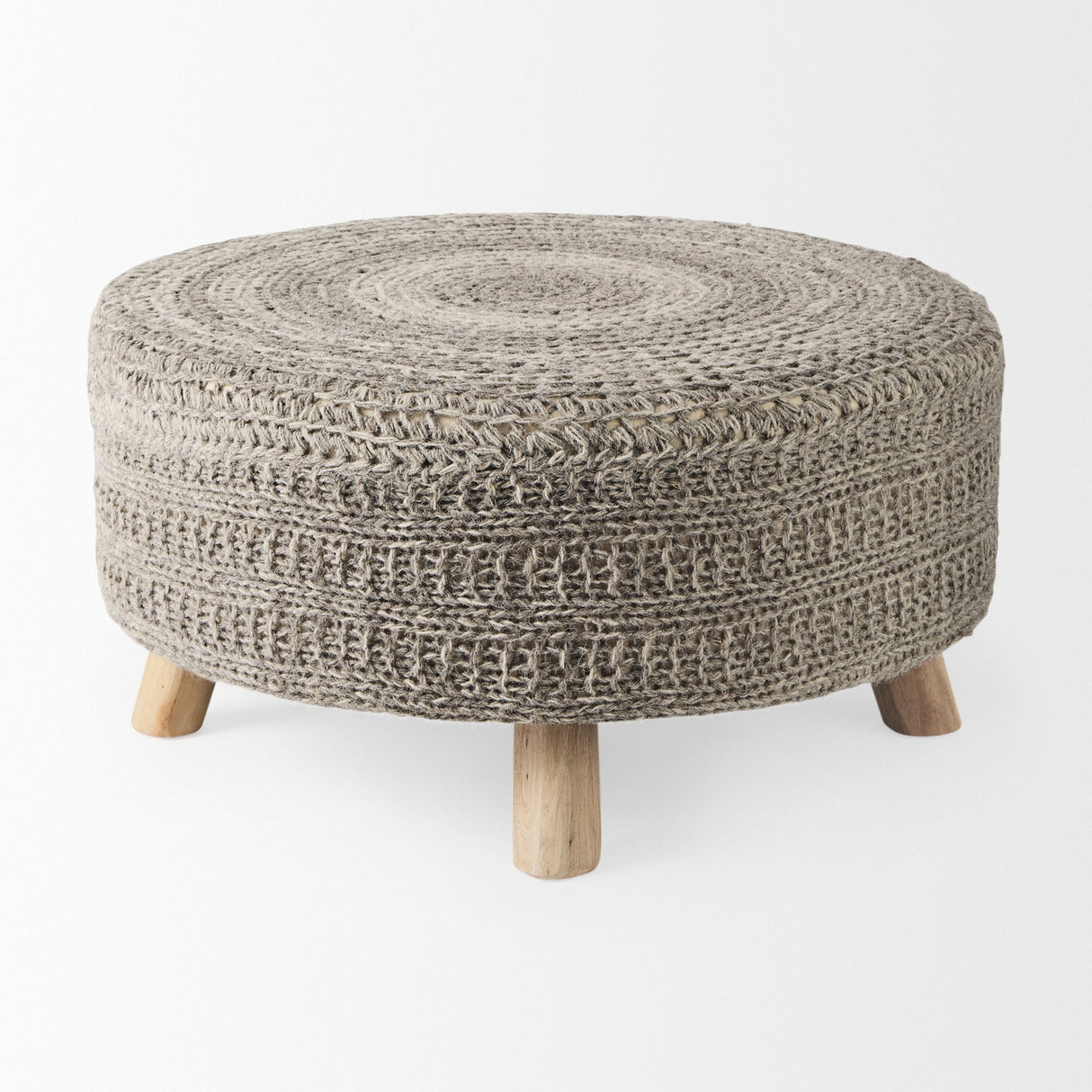 Bina Dark Gray 4 Legged Wool Stool by Mercana at Eve Furniture
