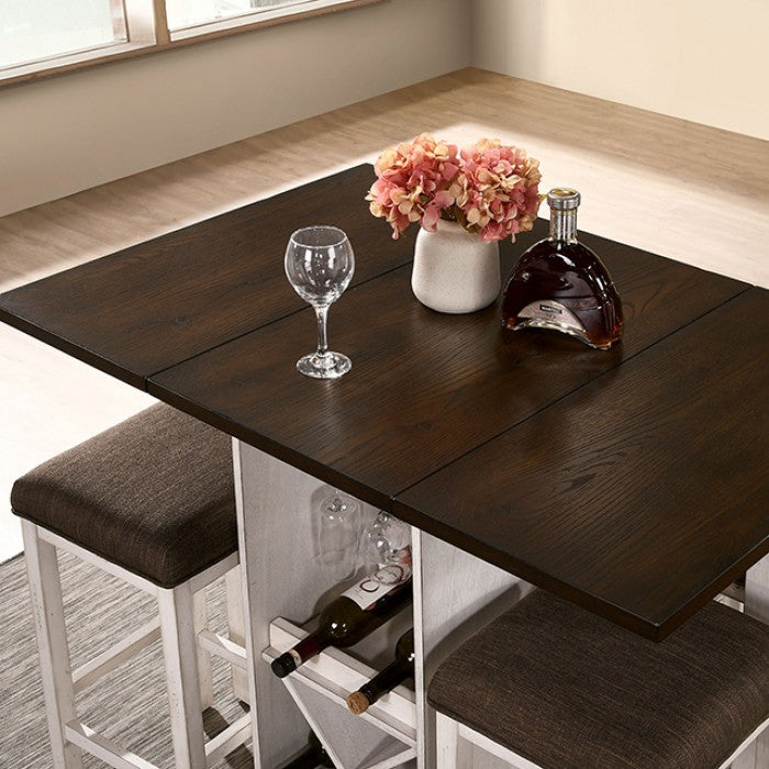 Bingham Dark Walnut/Antique White 5-Piece Counter Height Table Set by Furniture of America at Eve Furniture