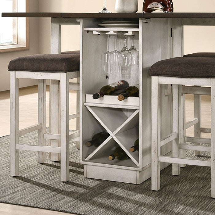 Bingham Dark Walnut/Antique White 5-Piece Counter Height Table Set by Furniture of America at Eve Furniture
