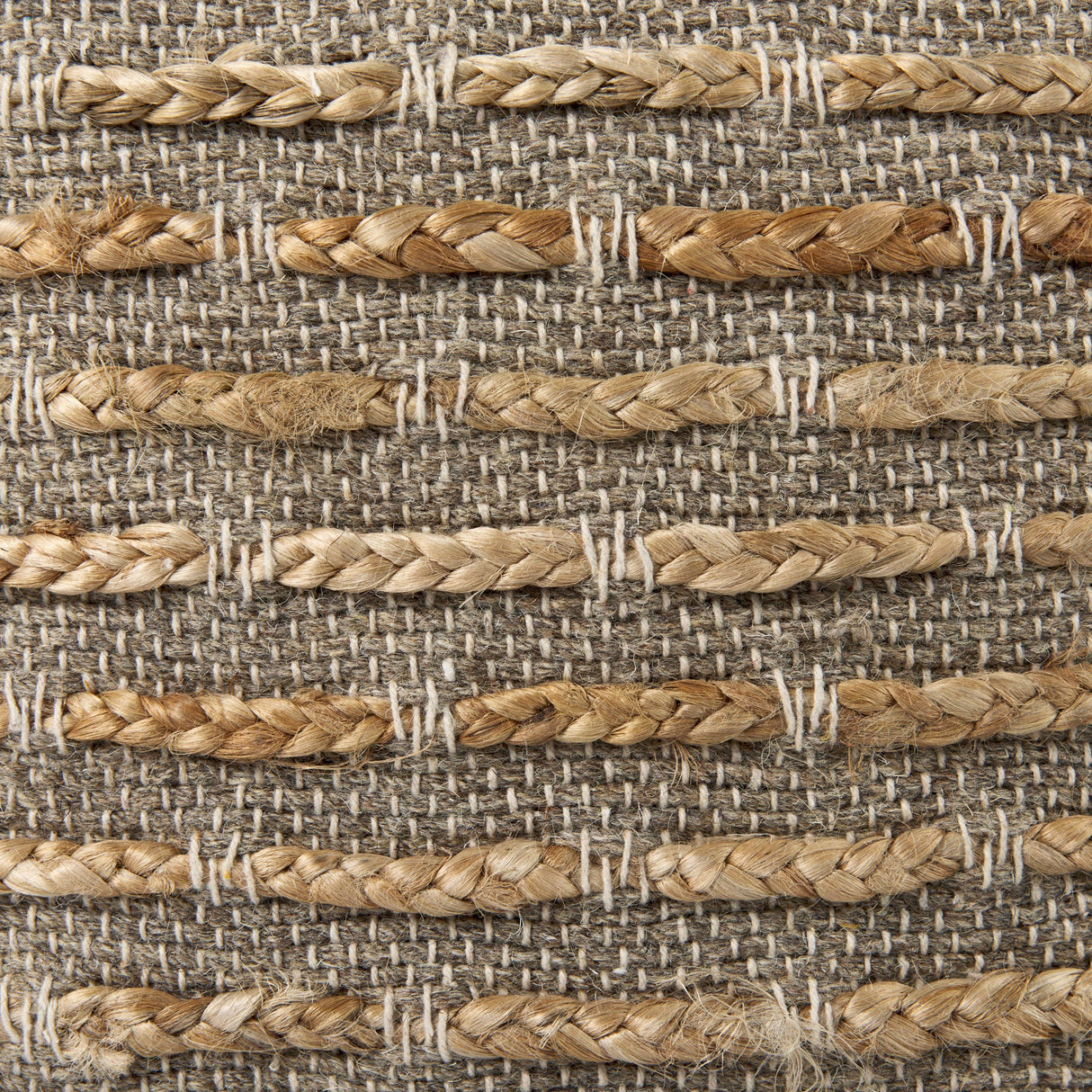 Binita Gray/Brown Hemp Wool and Cotton Pouf by Mercana at Eve Furniture
