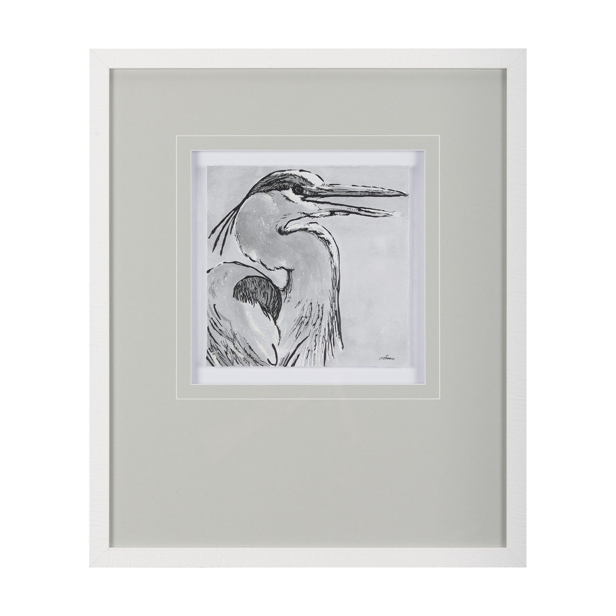 Bird Portrait Sketch I by Mercana Studio Hand Embellished Framed Art Print Matted under Glass by Mercana at Eve Furniture