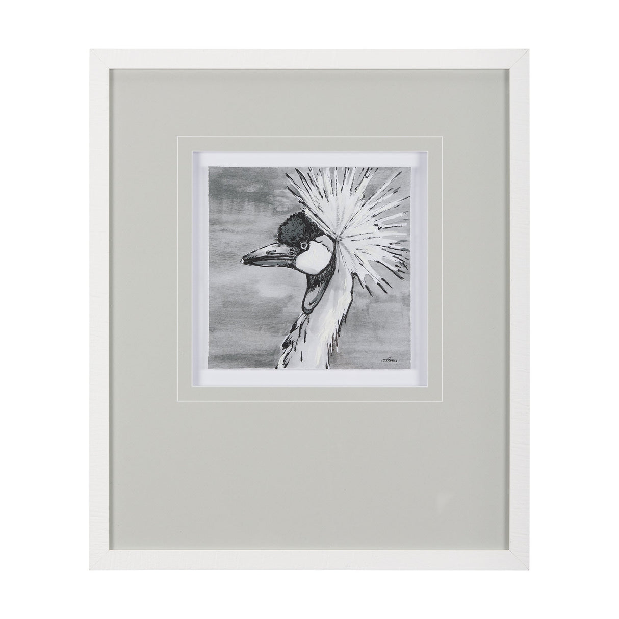 Bird Portrait Sketch II by Mercana Studio Hand Embellished Framed Art Print Matted under Glass by Mercana at Eve Furniture