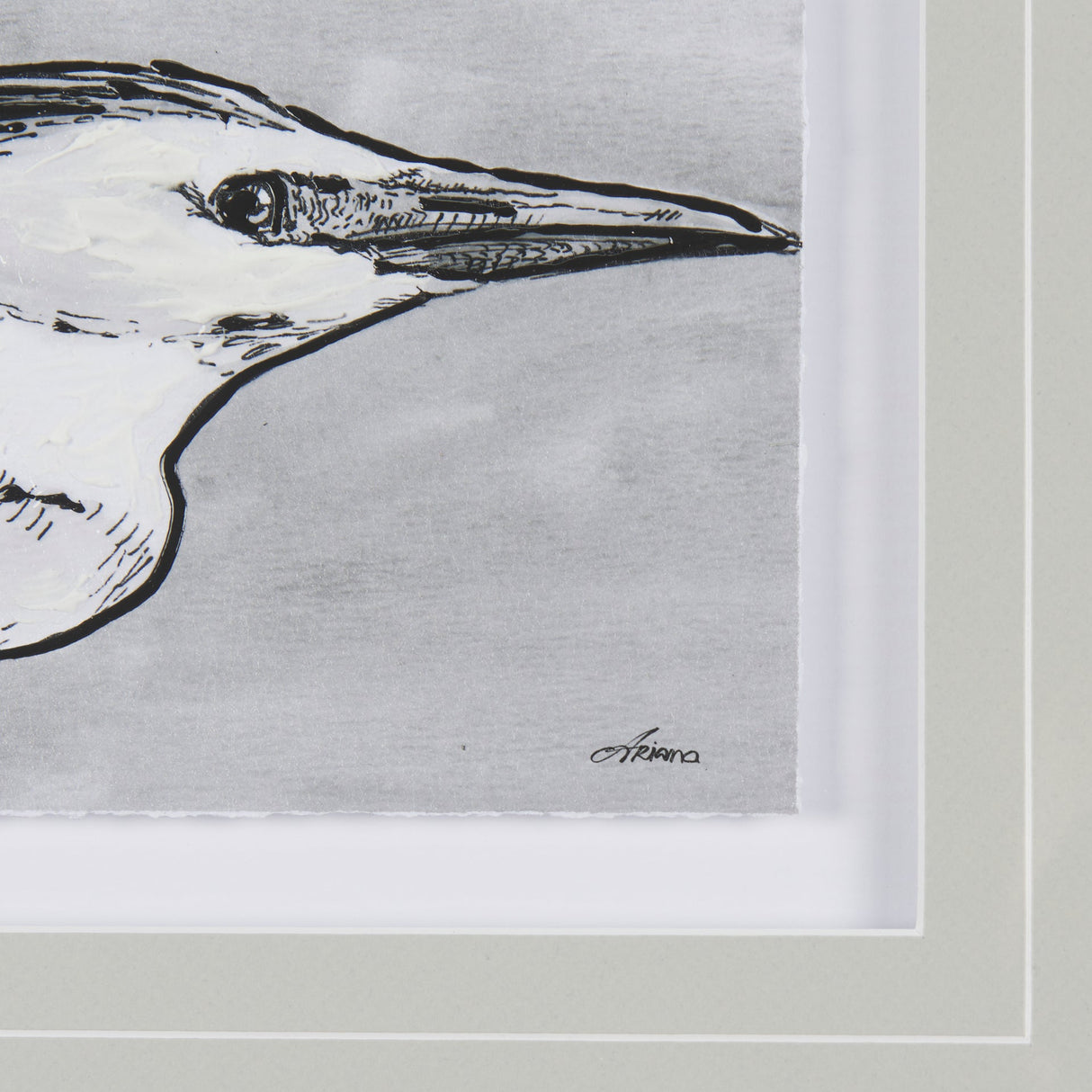 Bird Portrait Sketch III by Mercana Studio Hand Embellished Framed Art Print Matted under Glass by Mercana at Eve Furniture