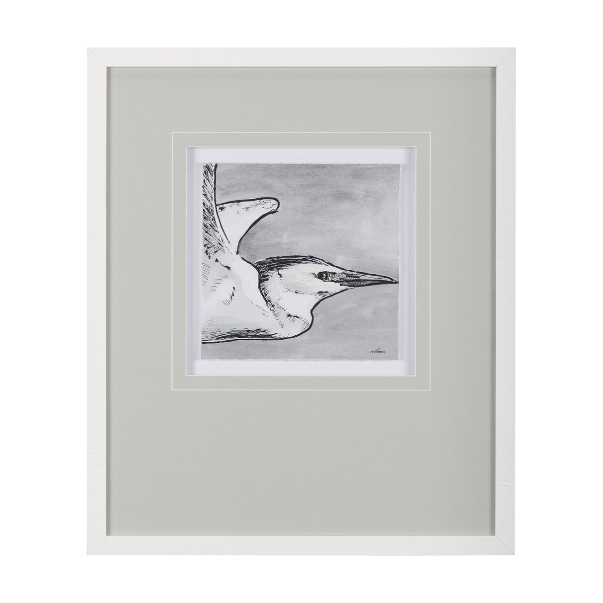Bird Portrait Sketch III by Mercana Studio Hand Embellished Framed Art Print Matted under Glass by Mercana at Eve Furniture