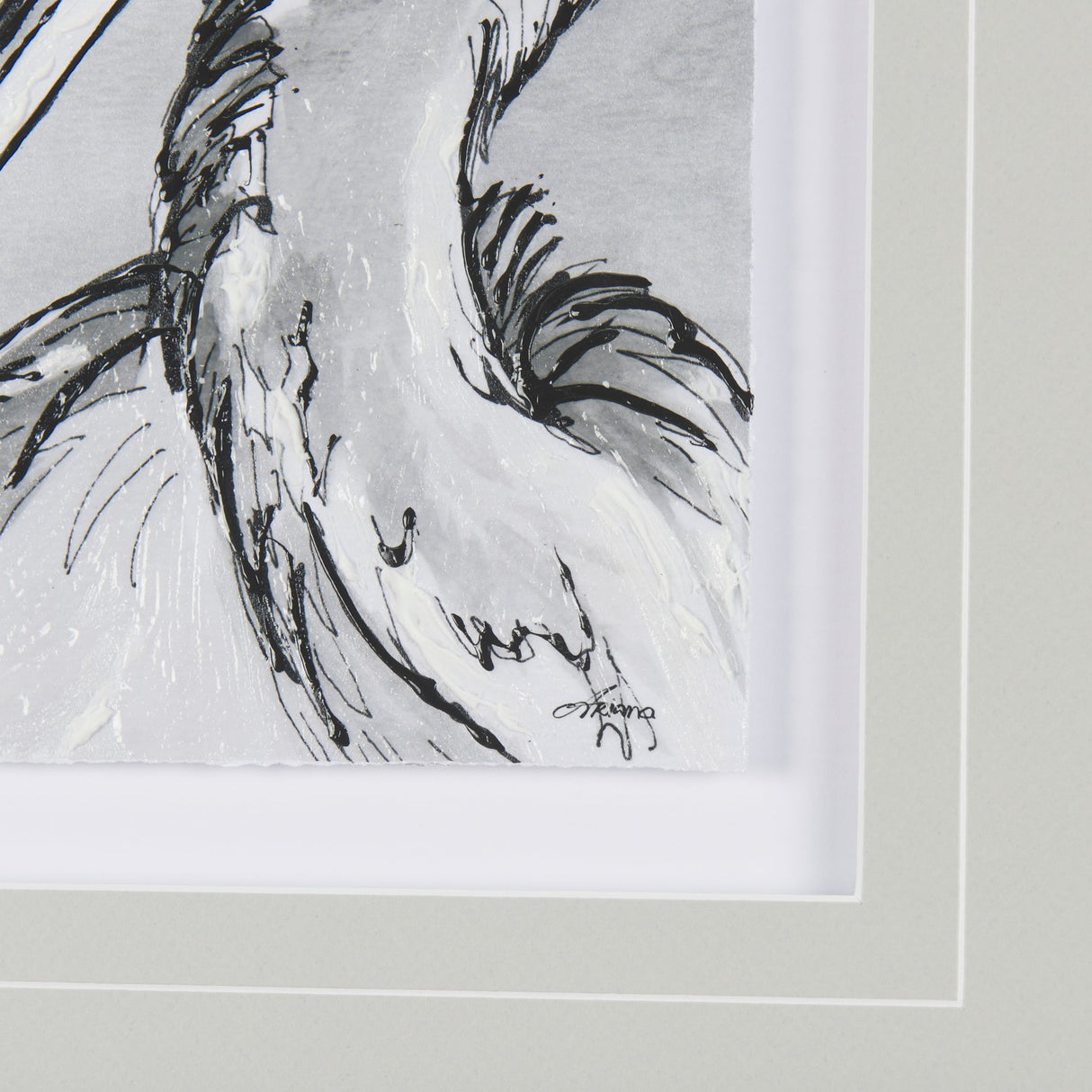 Bird Portrait Sketch IV by Mercana Studio Hand Embellished Framed Art Print Matted under Glass by Mercana at Eve Furniture