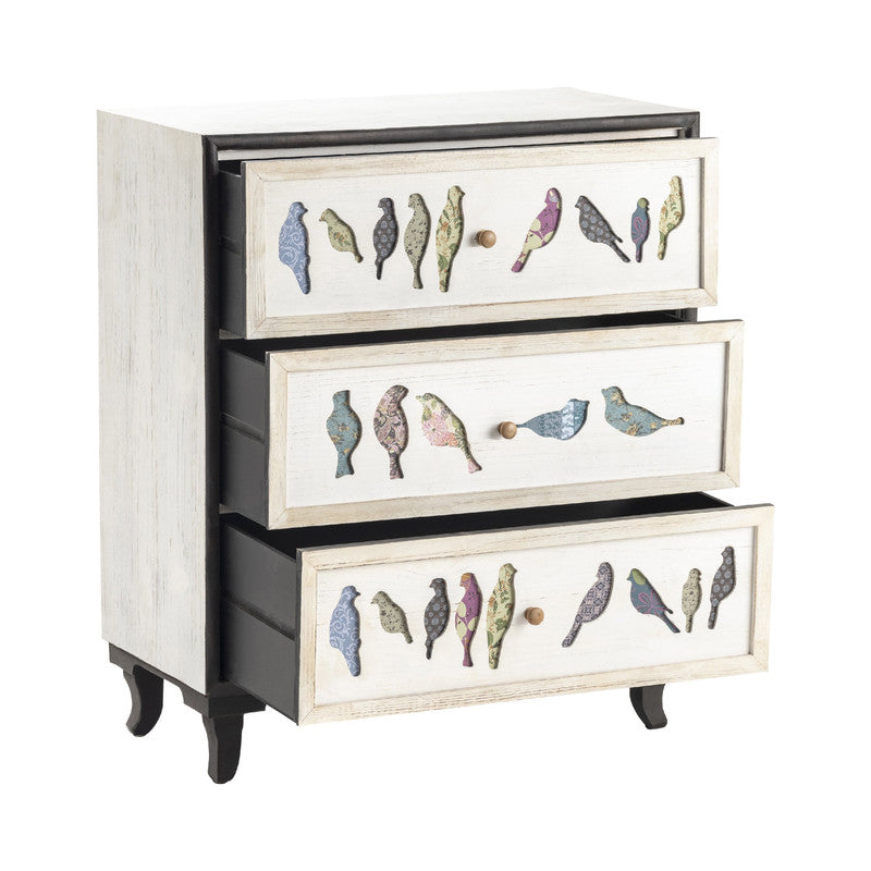 Birds On A Wire White/Brown Chest by Crestview at Eve Furniture