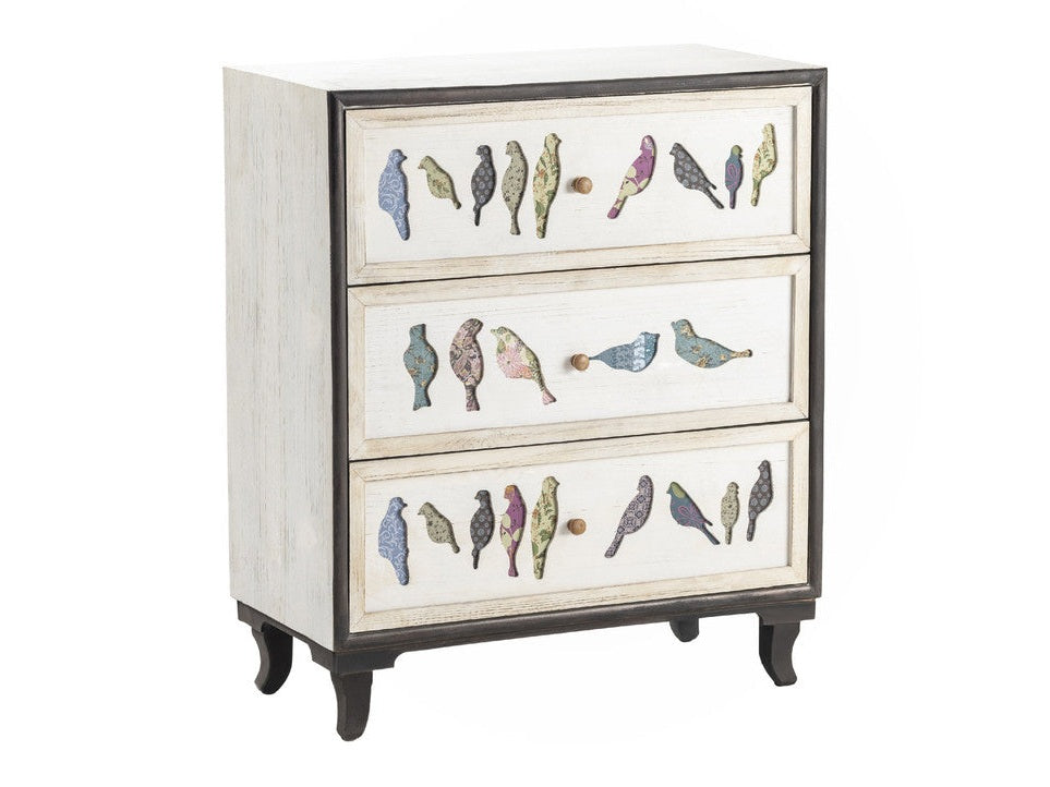 Birds On A Wire White/Brown Chest by Crestview at Eve Furniture