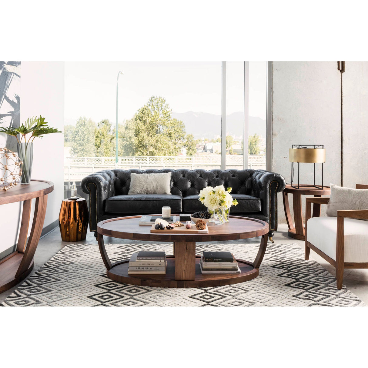 Birmingham Black Leather Sofa by Moe's Home at Eve Furniture