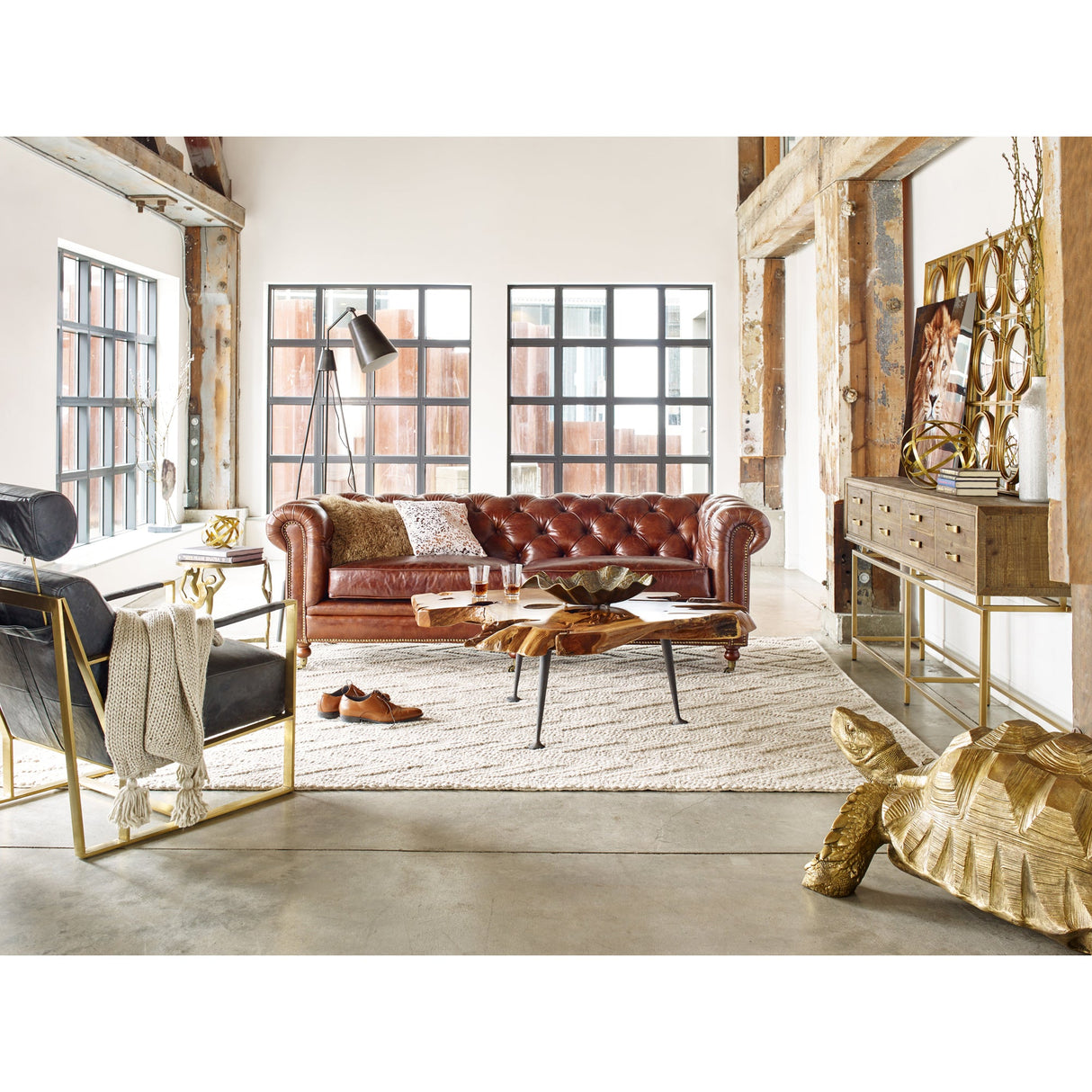 Birmingham Dark Brown Leather Sofa by Moe's Home at Eve Furniture