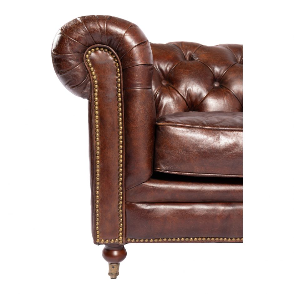 Birmingham Sofa Dark Brown Leather by Moe's Home at Eve Furniture