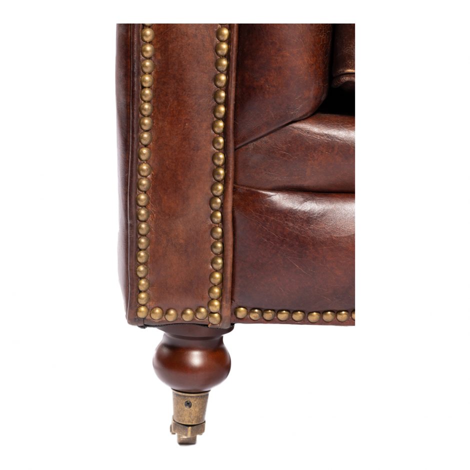 Birmingham Sofa Dark Brown Leather by Moe's Home at Eve Furniture