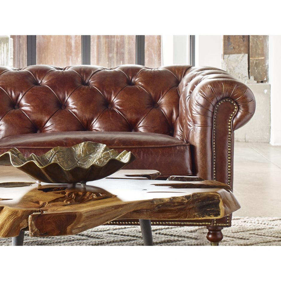 Birmingham Sofa Dark Brown Leather by Moe's Home at Eve Furniture