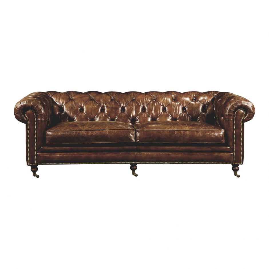 Birmingham Sofa Dark Brown Leather by Moe's Home at Eve Furniture