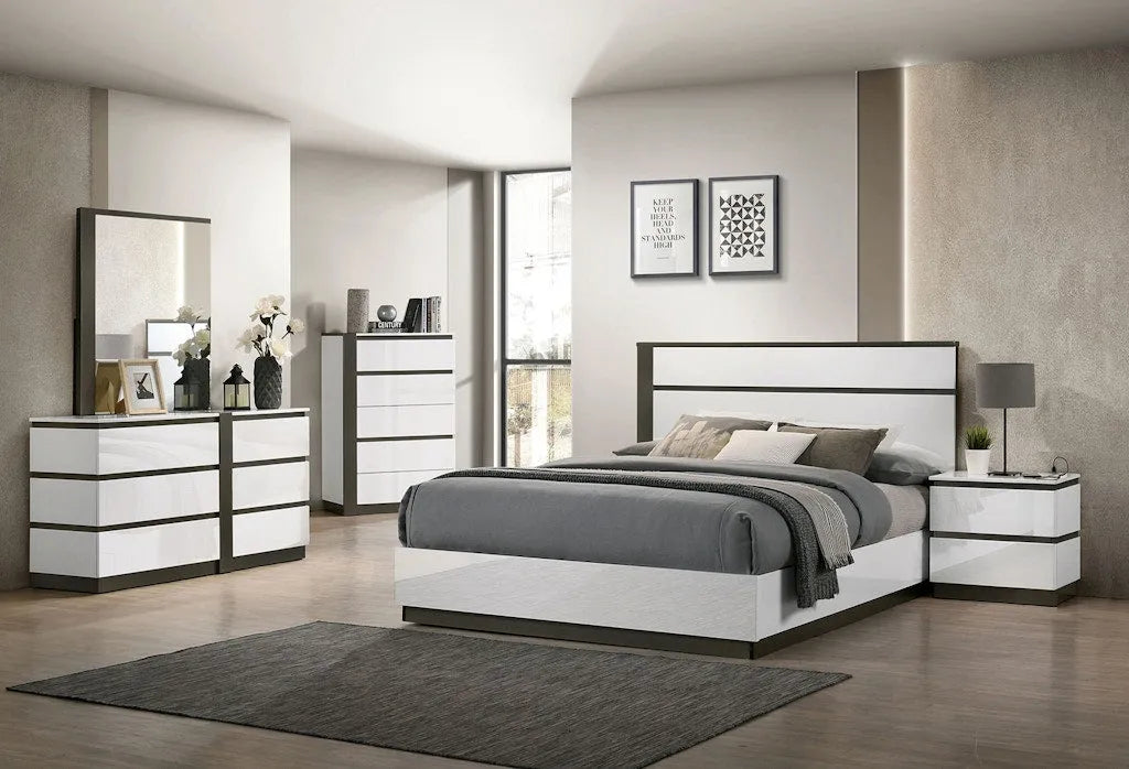 Birsfelden White/Metallic Gray 4-Piece Queen Bedroom Set by Furniture of America at Eve Furniture