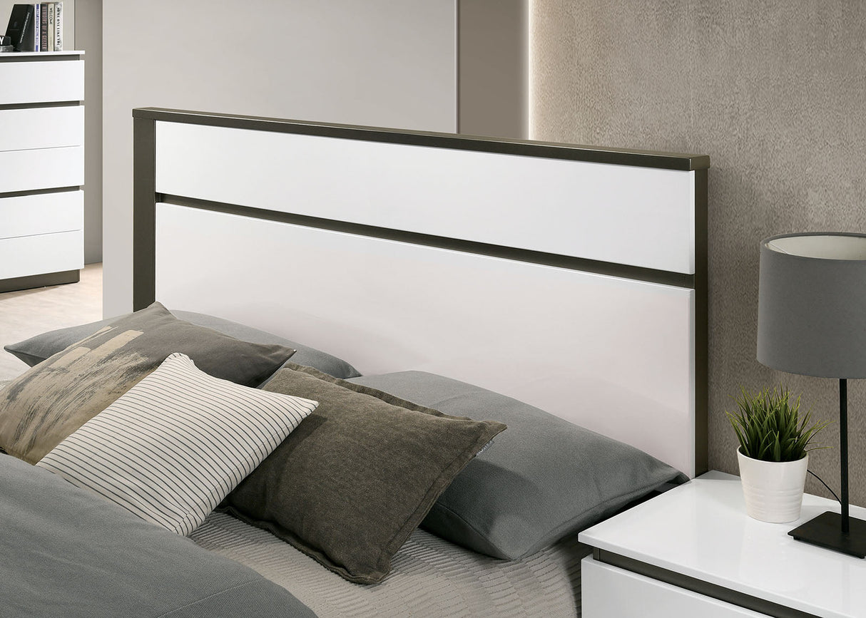 Birsfelden White/Metallic Gray California King Bed by Furniture of America at Eve Furniture