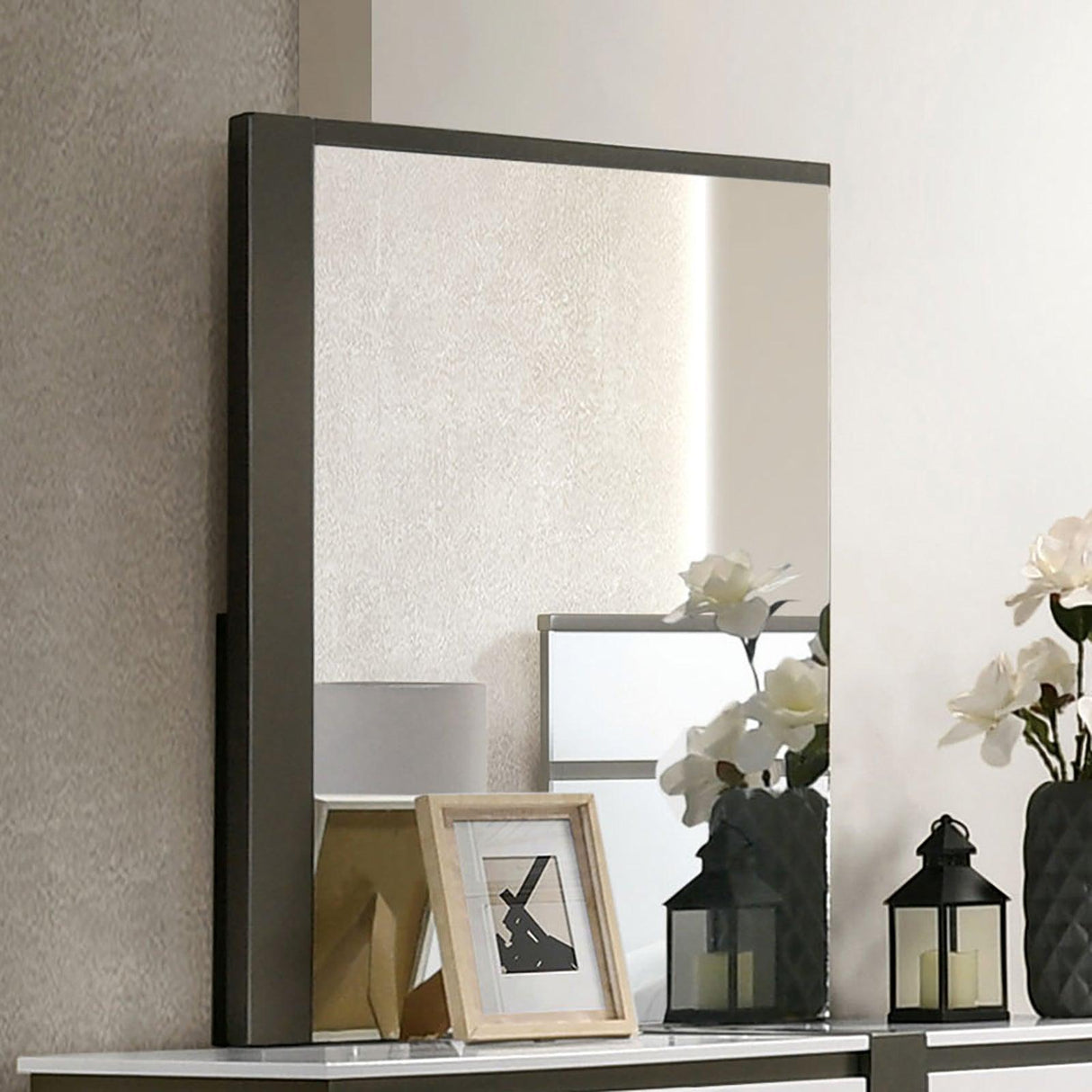 Birsfelden White/Metallic Gray Mirror by Furniture of America at Eve Furniture