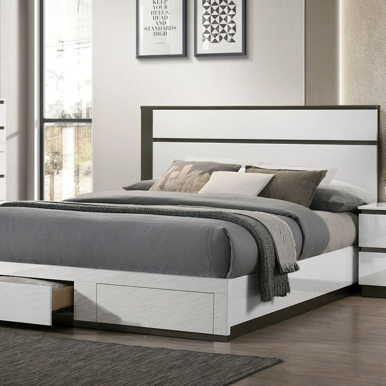 Birsfelden White/Metallic Gray King Bed by Furniture of America at Eve Furniture