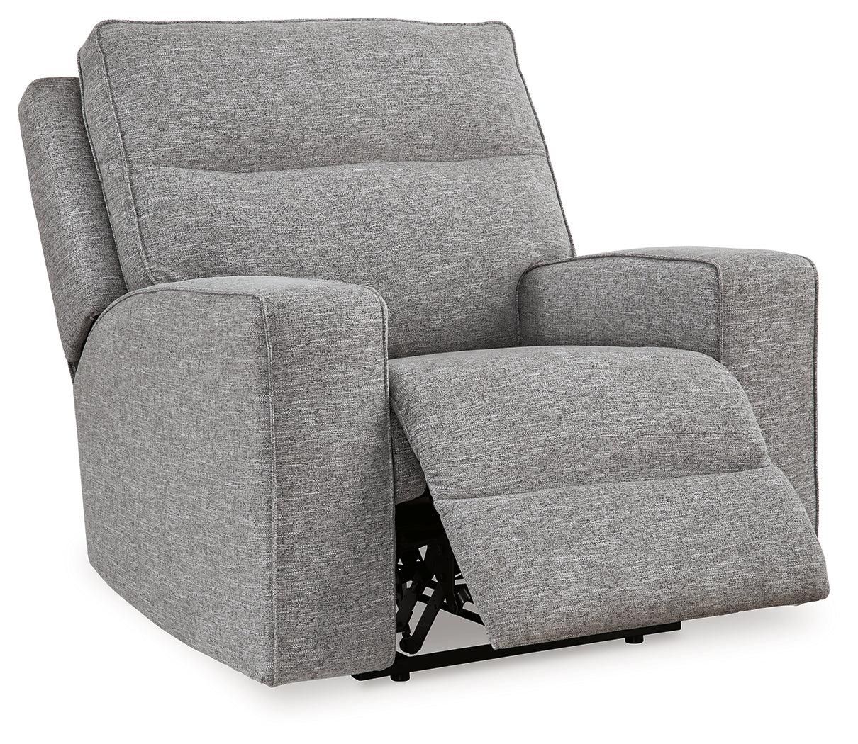 Biscoe Pewter Performance Fabric Dual Power Recliner by Ashley at Eve Furniture