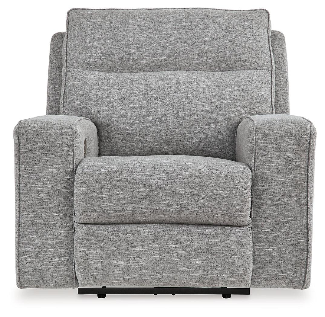 Biscoe Pewter Performance Fabric Dual Power Recliner by Ashley at Eve Furniture