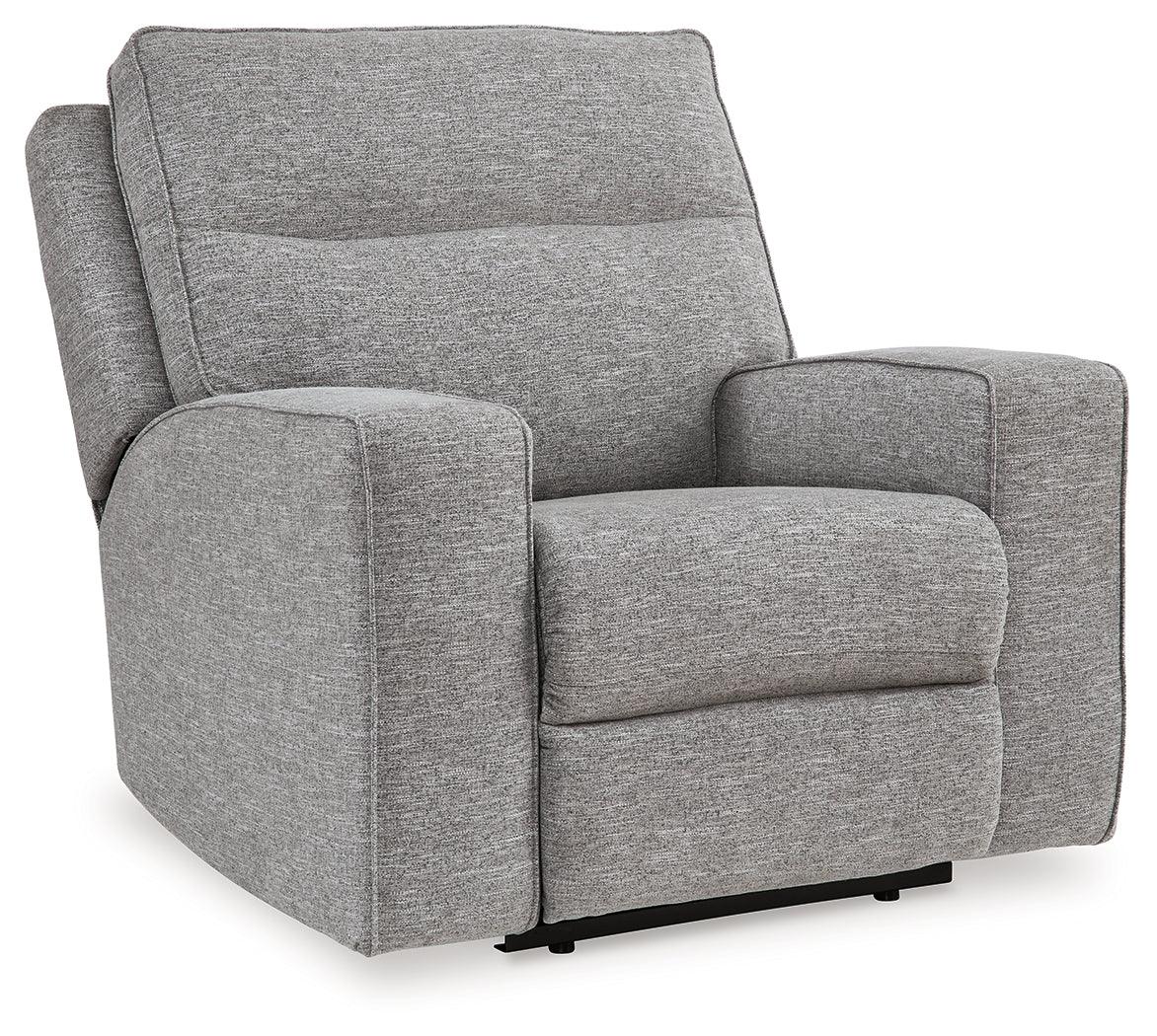Biscoe Pewter Performance Fabric Dual Power Recliner by Ashley at Eve Furniture