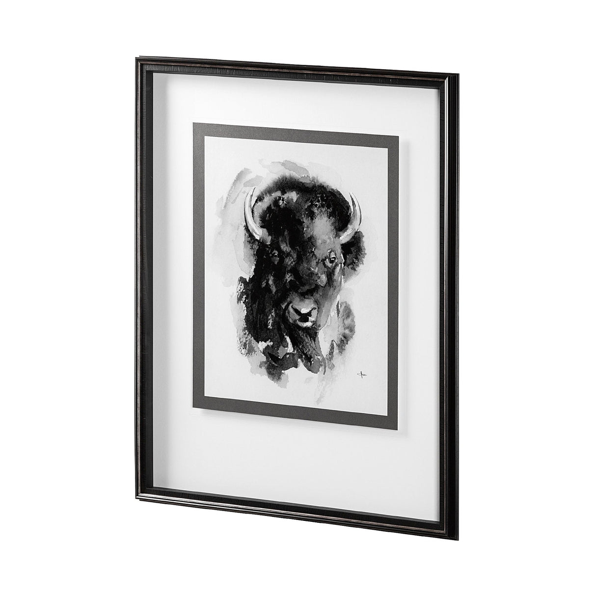 Bison I by Mercana Studio a Hand Embellished Textured Framed Art Print Matted under Glass by Mercana at Eve Furniture