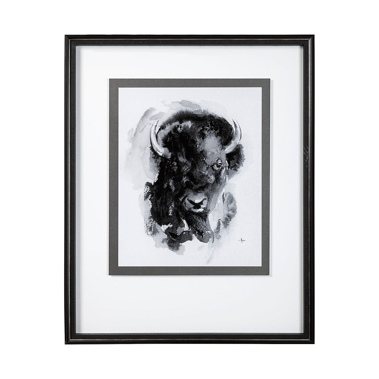Bison I by Mercana Studio a Hand Embellished Textured Framed Art Print Matted under Glass by Mercana at Eve Furniture