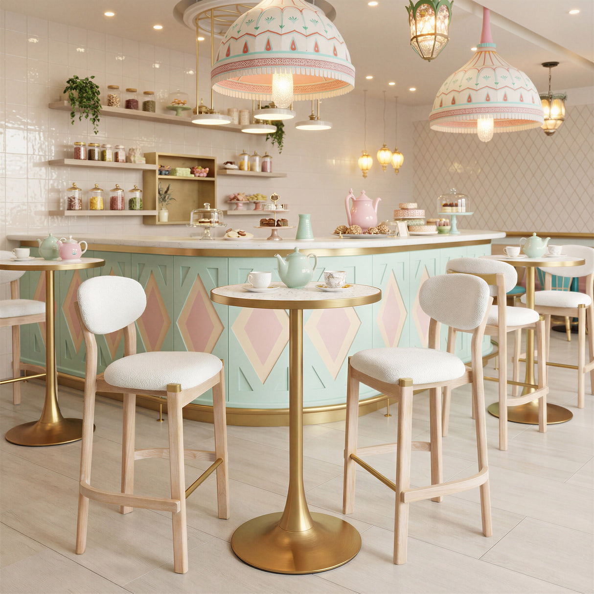 Bite Beige & Gold Bar Table by Zuomod at Eve Furniture