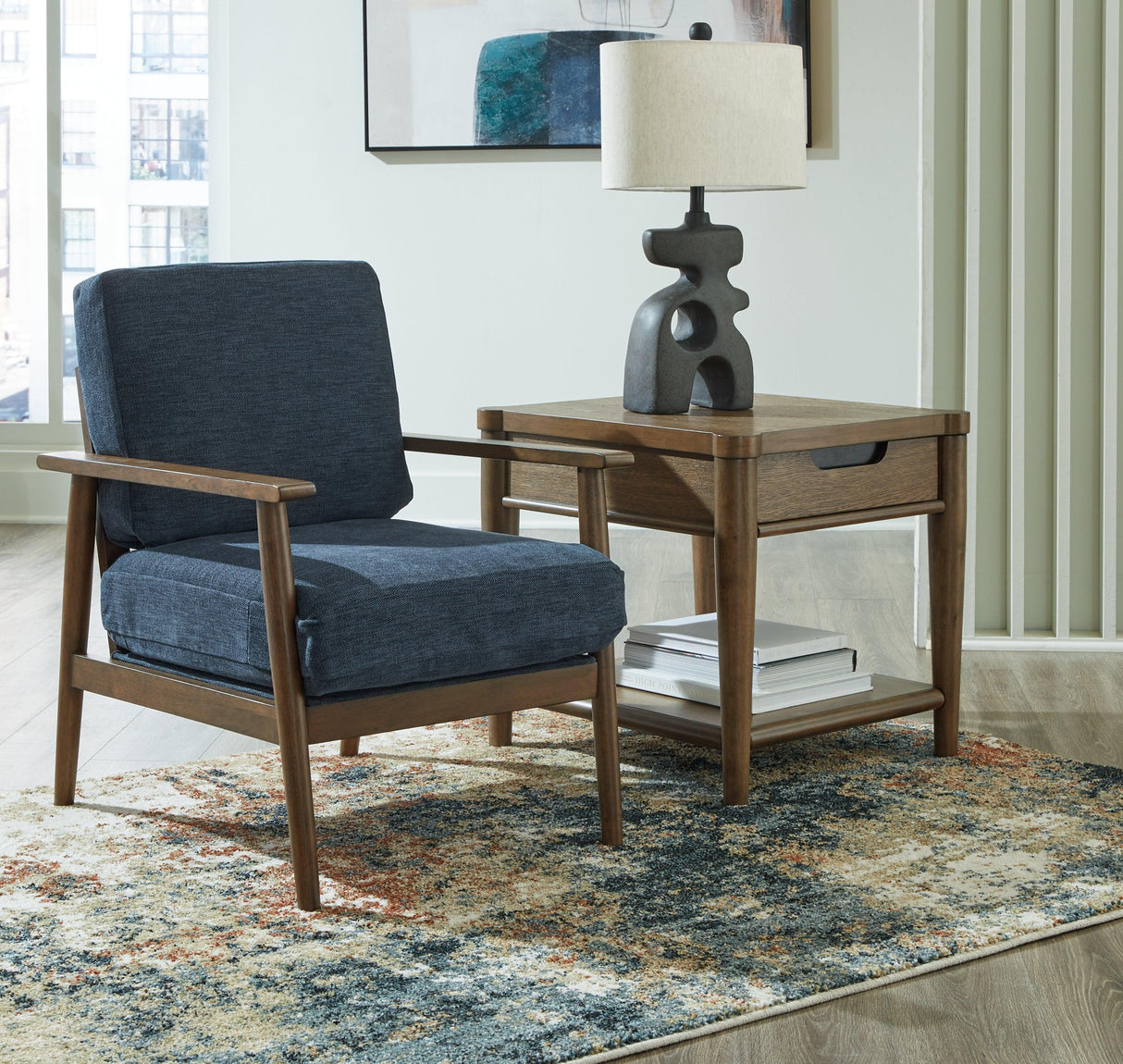 Bixler Navy Accent Chair by Ashley at Eve Furniture