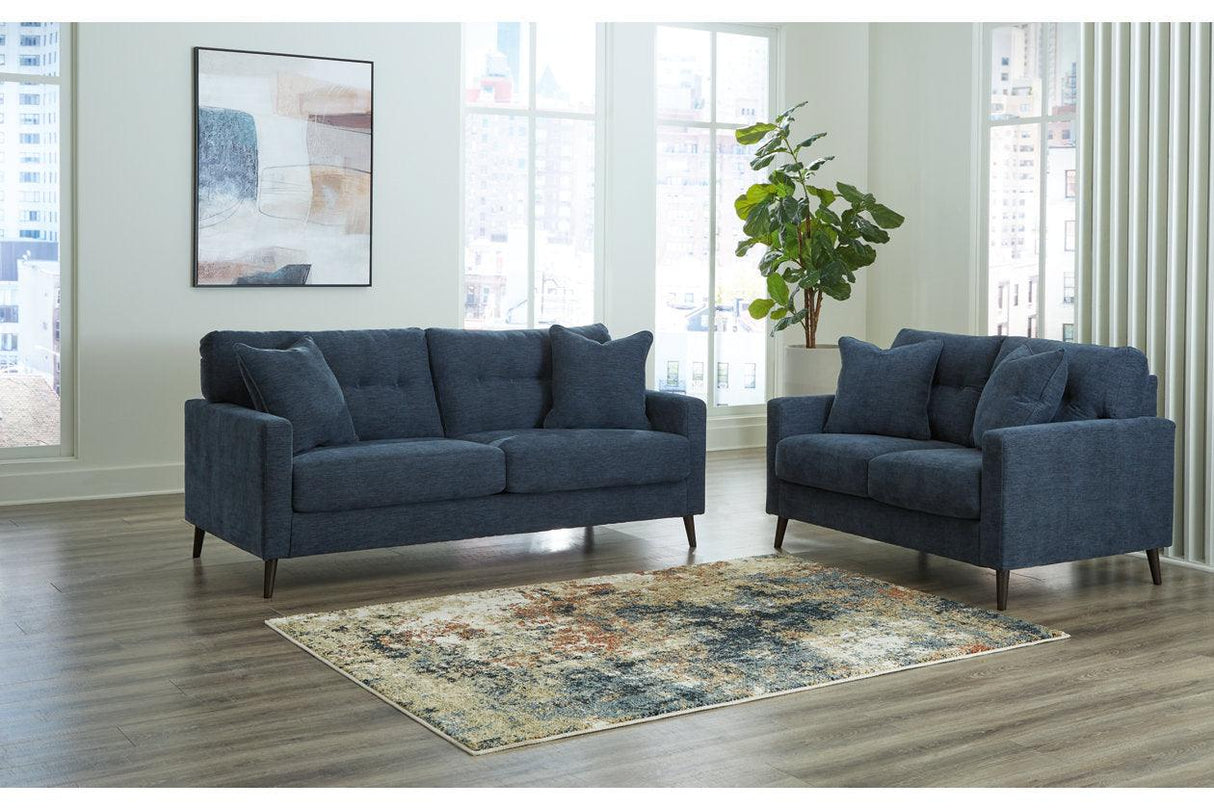 Bixler Navy Sofa and Loveseat by Ashley at Eve Furniture