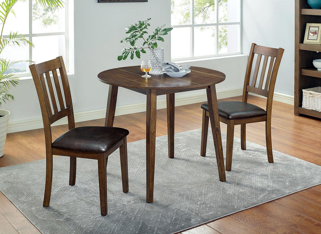 Blackwood Walnut/Dark Brown 3 Pc. Round Table Set by Furniture of America at Eve Furniture