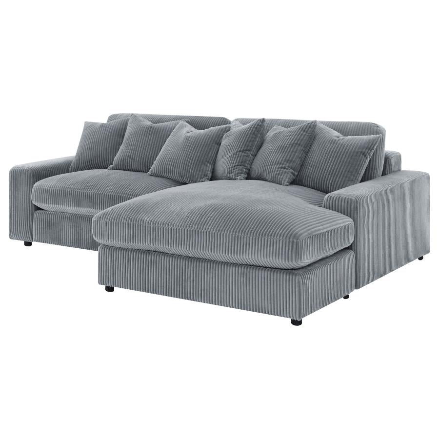 Blaine Fog 2-Piece Upholstered Reversible Chaise Sectional by Coaster at Eve Furniture
