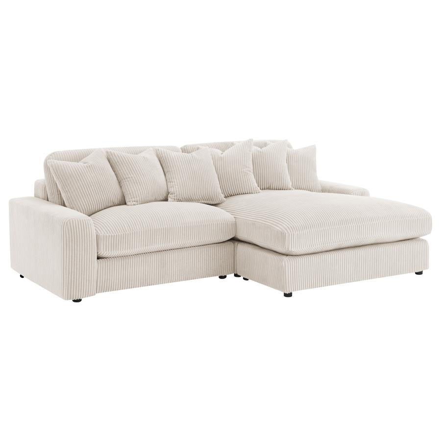 Blaine Sand 2-Piece Upholstered Reversible Chaise Sectional by Coaster at Eve Furniture